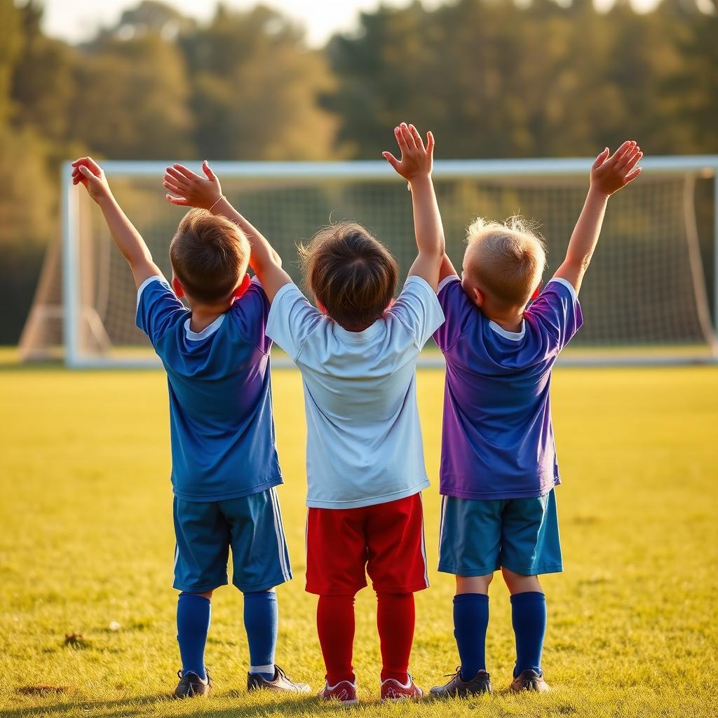 Niños celebrando un gol